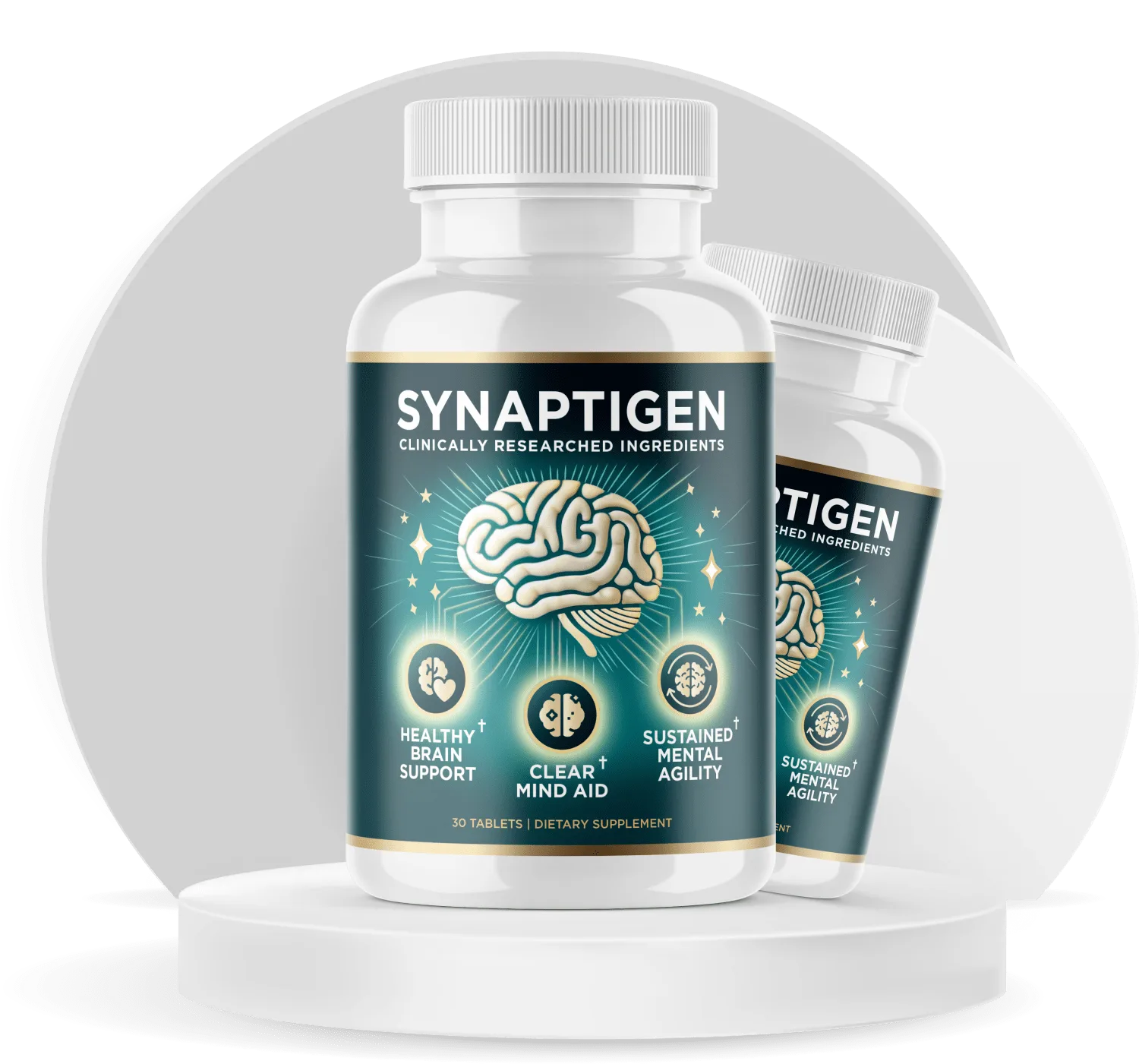 Synaptigen supplement bottle brain health formula